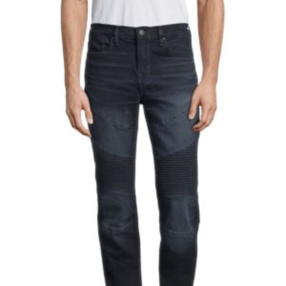 True Religion Men's Rocco Relaxed Skinny-Fit Moto Jeans